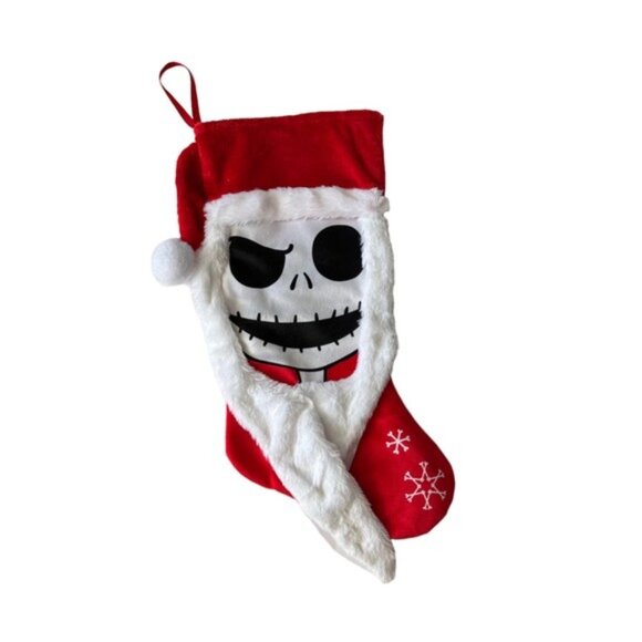 Disney Nightmare Before Christmas Jack Skeleton Stocking Red White Santa Claus - Picture 2 of 9